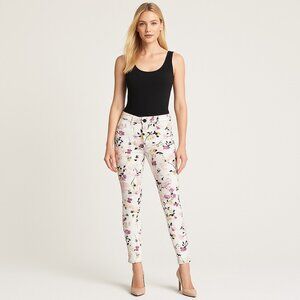 ☀️Sale White House Black Market Floral Skinny Ankle Pants Watercolor  Sz 6
